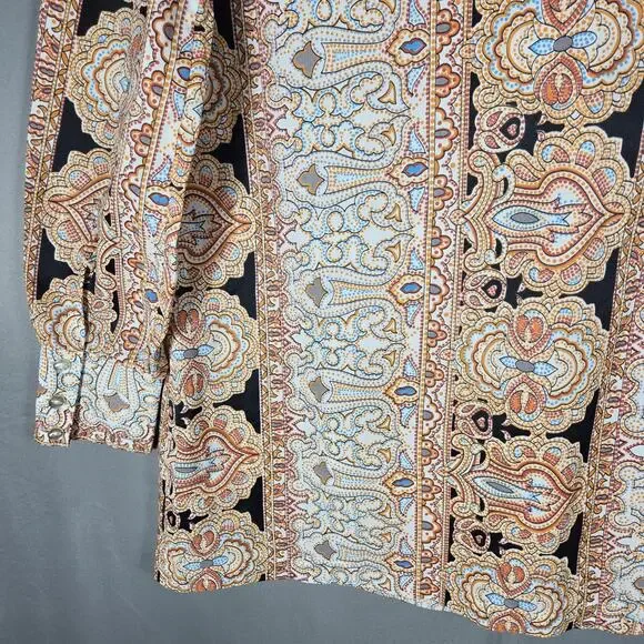 VTG Carole Sue Paisley Tunic Blouse L Multicolor Boho Festival Long Shirt Top - Picture 8 of 10